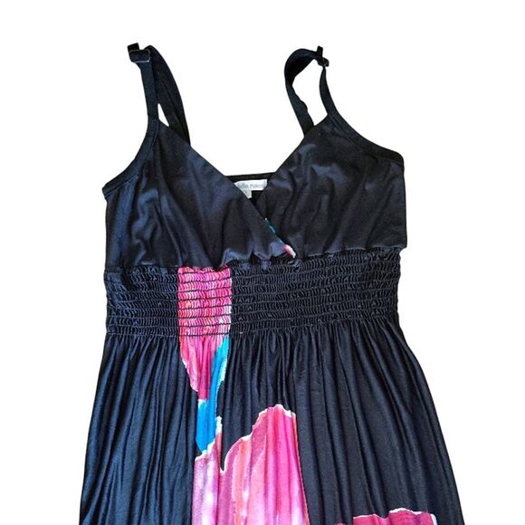 Y2K Black Pink Floral Hawaiian Maxi Tank Dress Size Small *fits Sm- Med - Picture 5 of 12